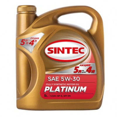 Масло моторное Sintec PLATINUM SAE 5W-30 API SN ILSAC GF-5 (5л по цене 4л) АКЦИЯ!
